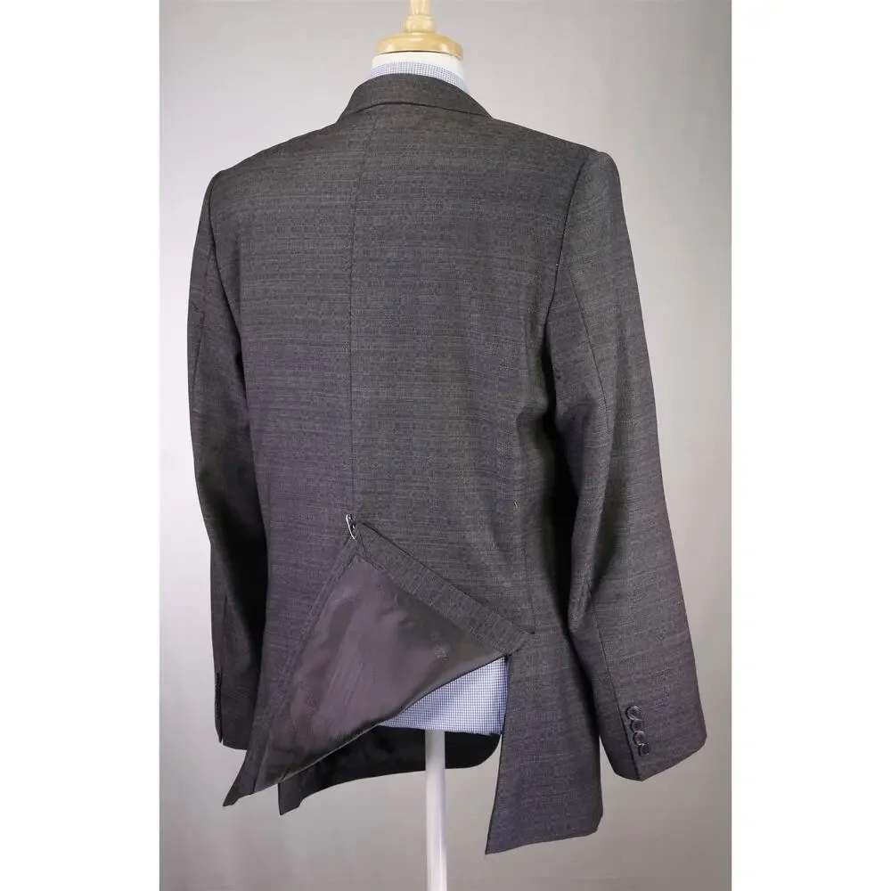 Versace Collection Recent Gray Check Wool Viscose 2Btn Slim Sportcoat Blazer 42L